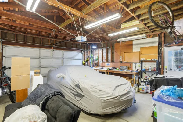 a car parked in a garage