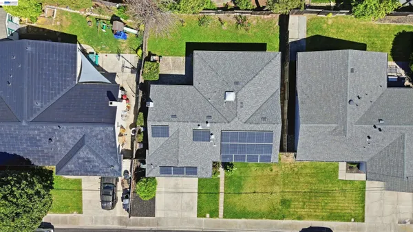 an aerial view of a house