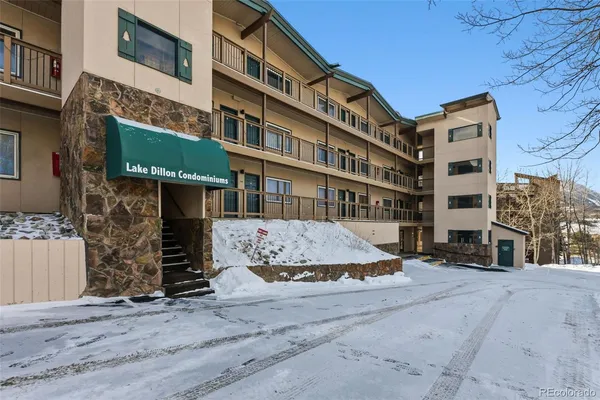 a view of a building with a street