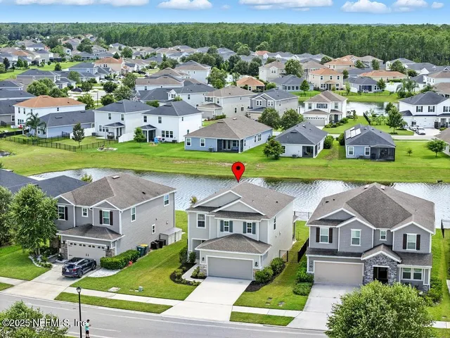 an aerial view of a house having outdoor space