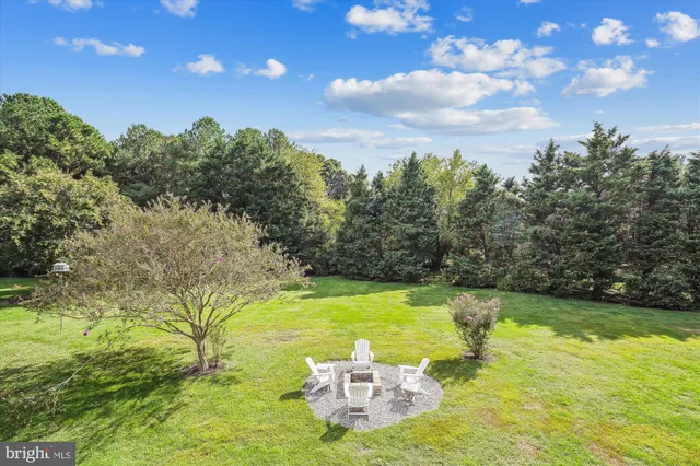 a view of a lake with a yard