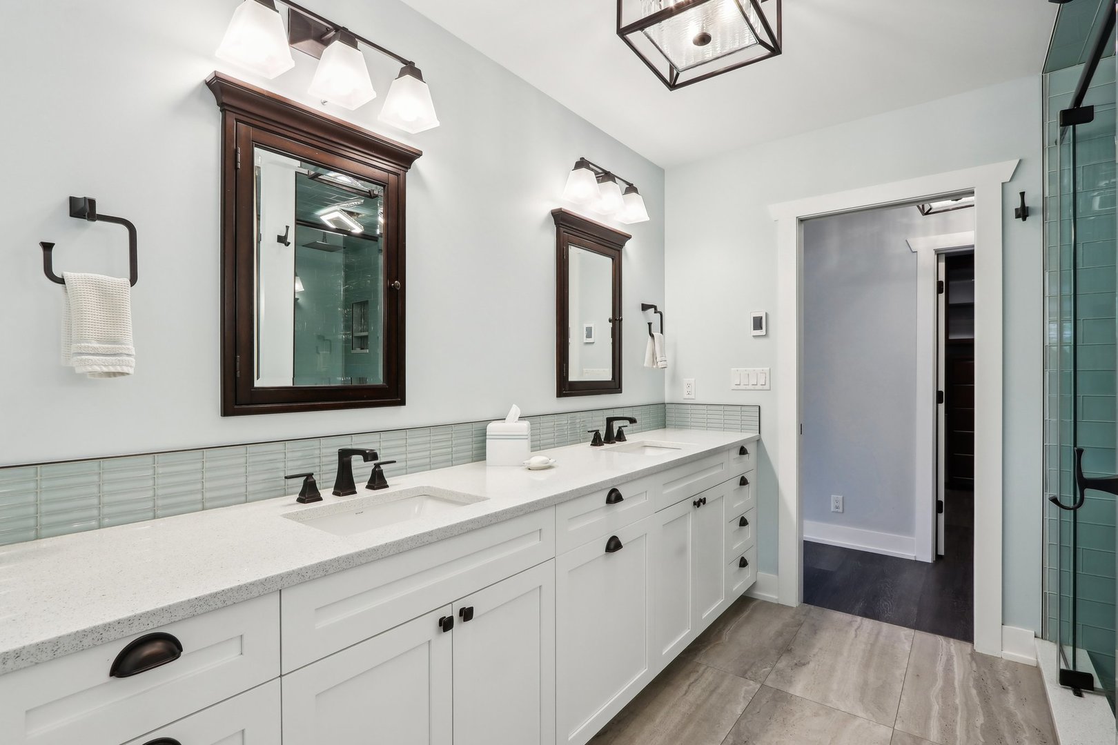 598 Rockefeller Road Lake Forest, IL 60045 - Photo 33 of 86 a bathroom with a double vanity sink mirror and bathtub