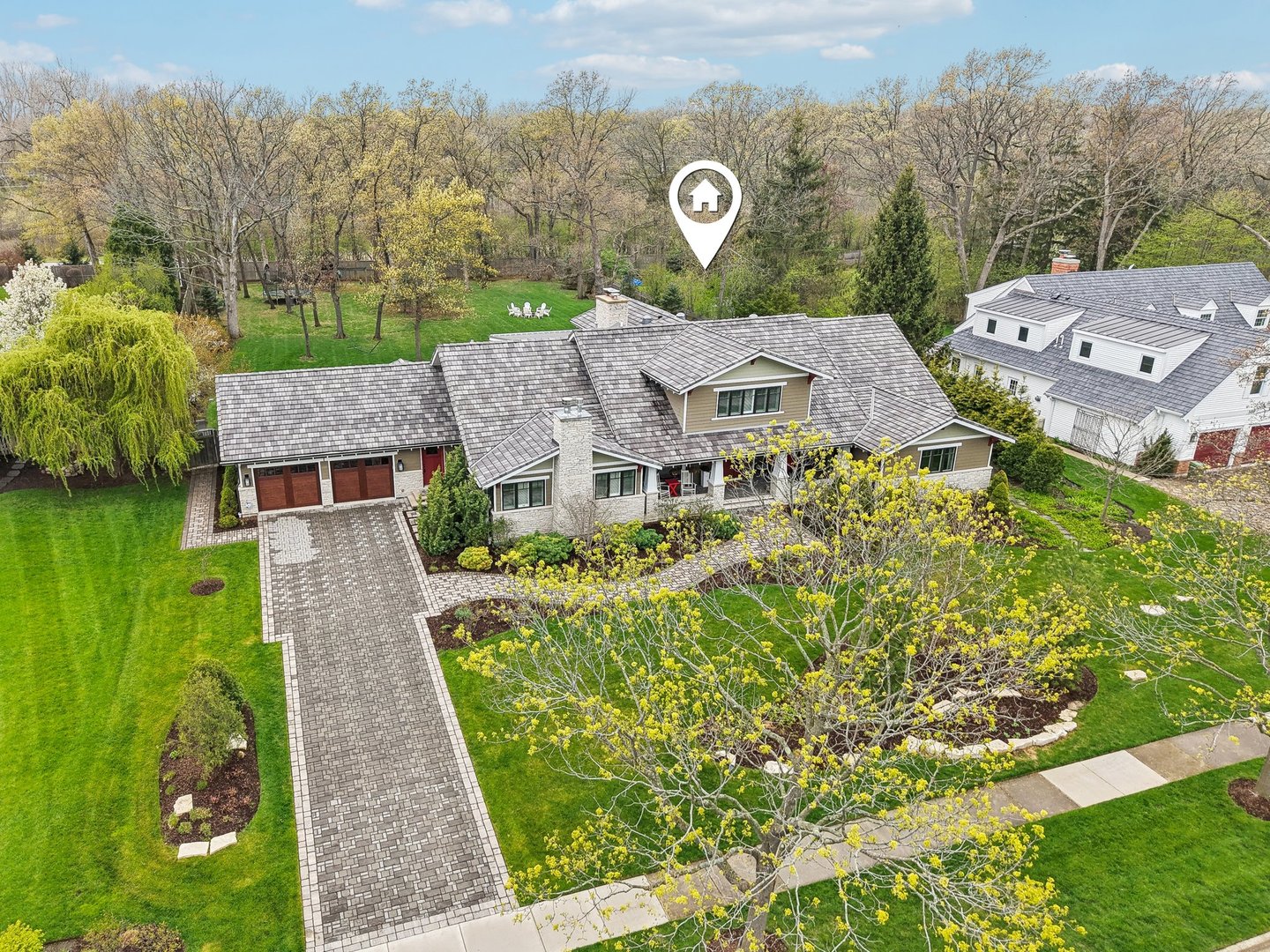 598 Rockefeller Road Lake Forest, IL 60045 - Photo 83 of 86 an aerial view of a house with garden space and street view