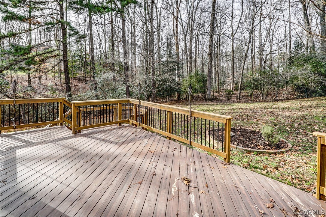 4208 Croatan Road Richmond, VA 23235 - Photo 9 of 50 a view of a balcony with wooden floor and trees
