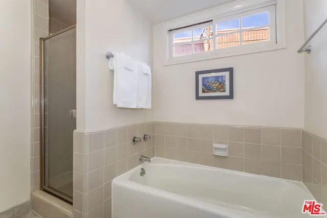 a bathroom with a bathtub