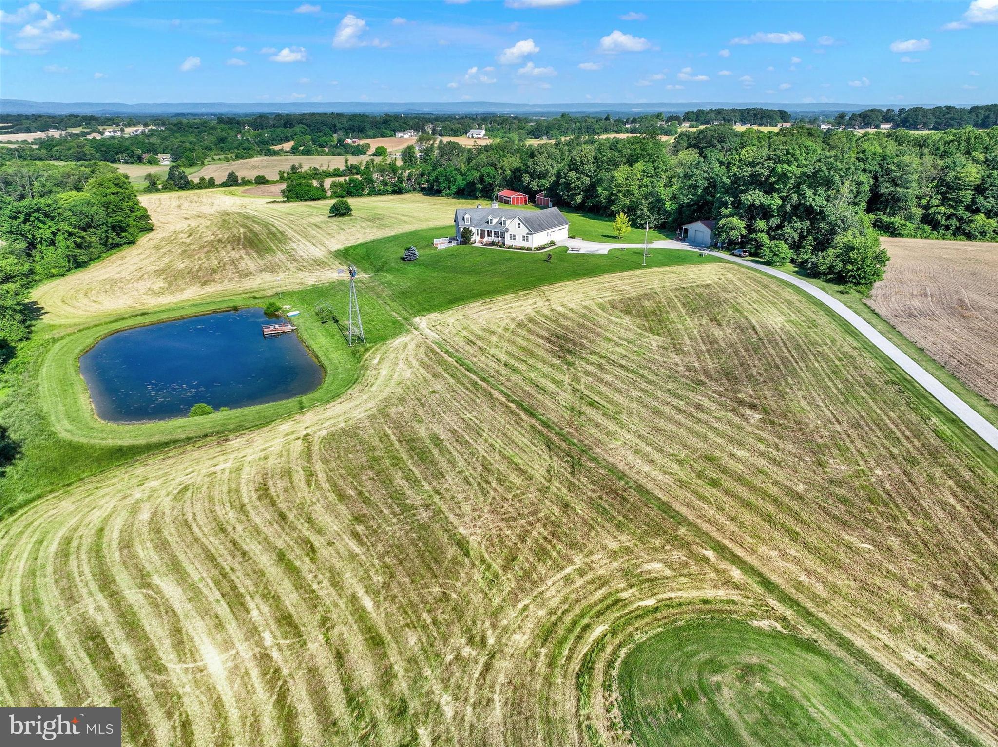 220 Clouser Road Hanover, PA 17331 - Photo 53 of 56 Aerial from front field to house and pond