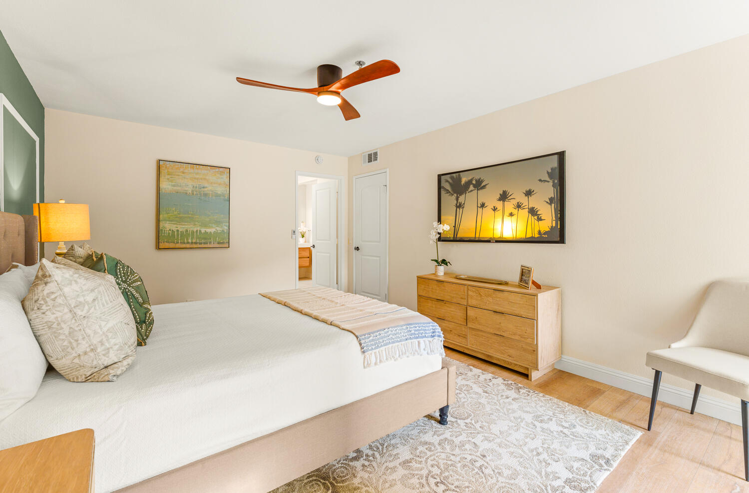 200 East Racquet Club Road, Unit 60 Palm Springs, CA 92262 - Photo 26 of 48 a bedroom with a bed and a chandelier