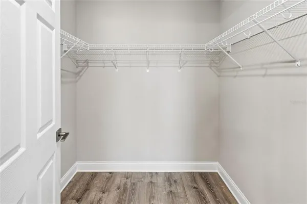 a view of a room with racks on the wall