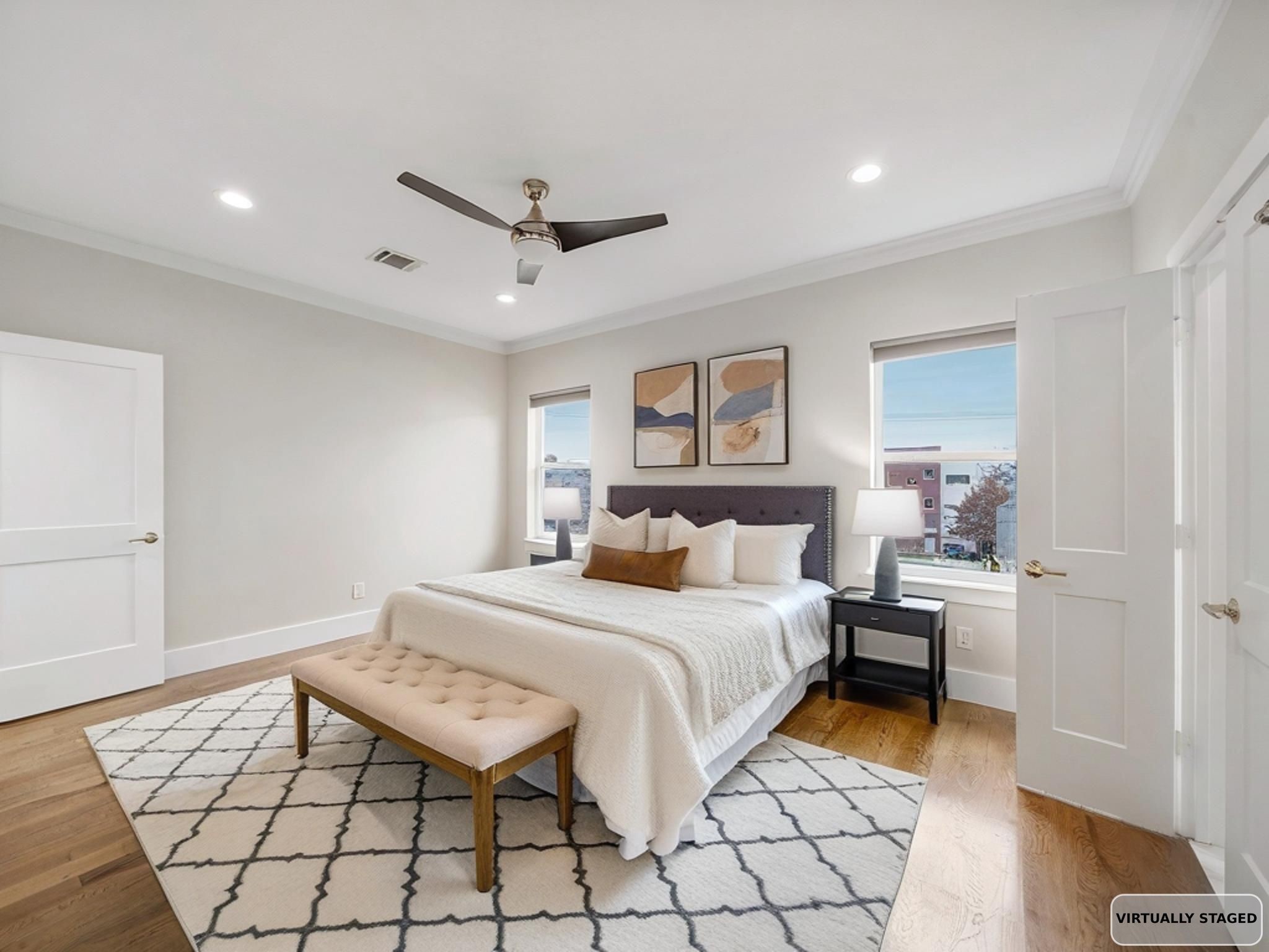 1512 Thompson Street, Unit 2 Houston, TX 77007 - Photo 22 of 39 Virtually staged primary retreat exemplifying the serene oasis you can create in this space!