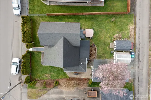 an aerial view of a house
