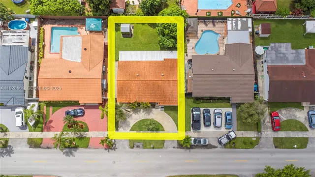 an aerial view of multiple house