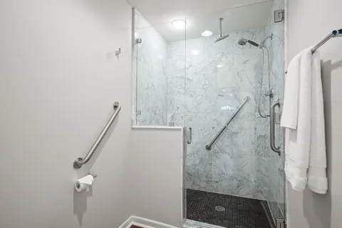 a bathroom with a shower