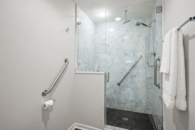 a bathroom with a shower