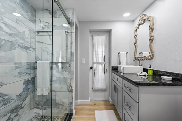 a bathroom with a shower