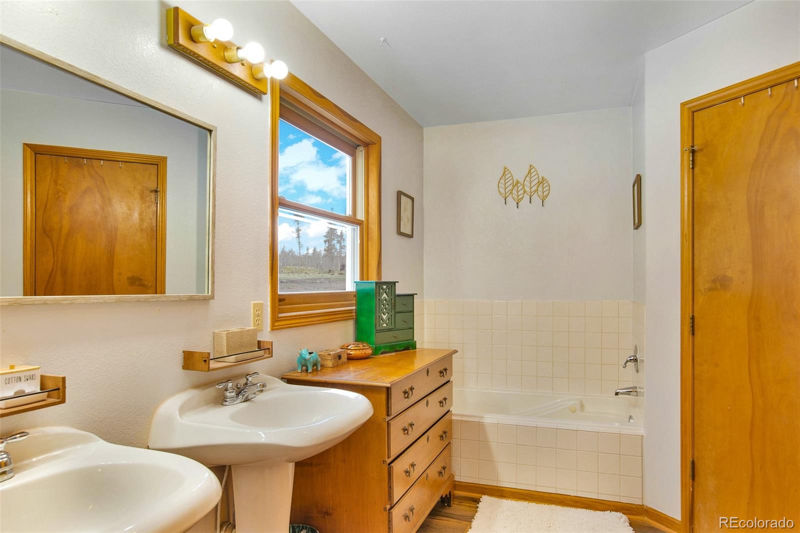 757 Thompson Park Road Fairplay, CO 80440 - Photo 11 of 49 a bathroom with 2 sink and a mirror