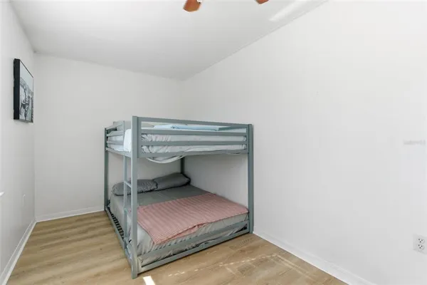 a room with a bench