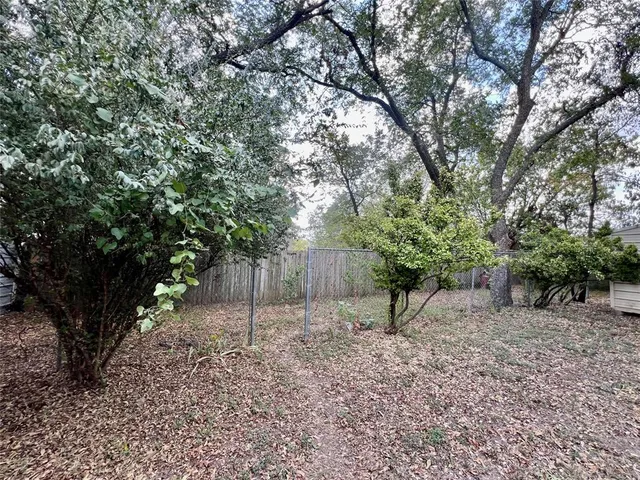 a view of a yard with a tree