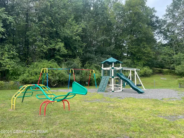 a view of a park with slide