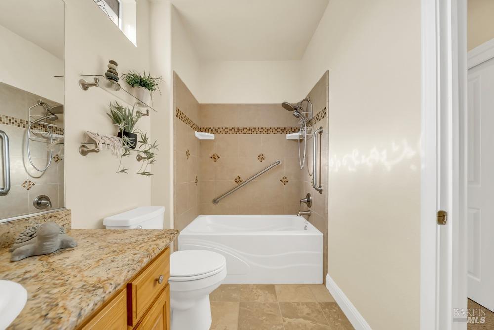 110 Foxwood Lane Rio Vista, CA 94571 - Photo 29 of 79 a bathroom with a granite countertop sink toilet and shower