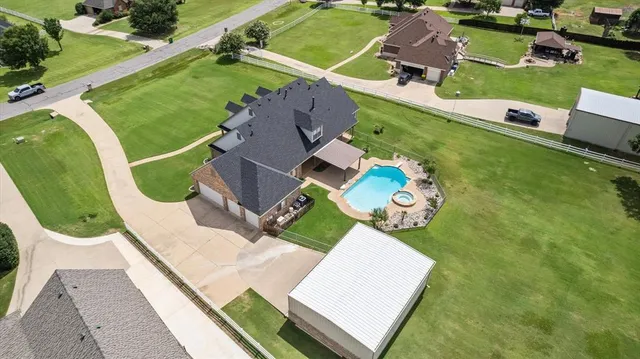an aerial view of a house