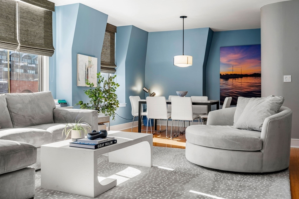 201 Newbury Street, Unit 405 Boston, MA 02116 - Photo 1 of 17 a living room with furniture and a flat screen tv