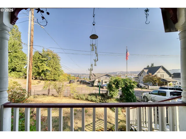 a view of a city from a balcony