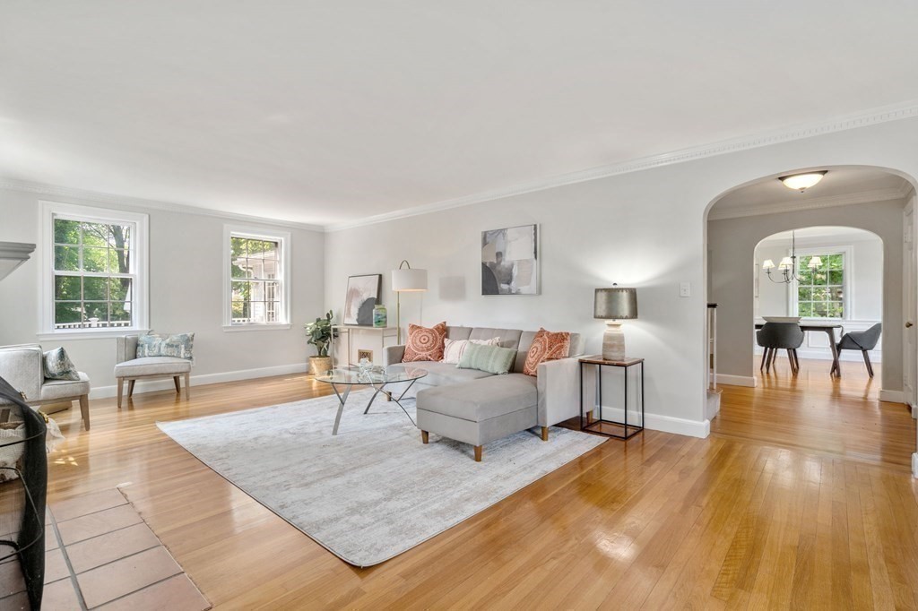 23 Ashford Road Newton, MA 02459 - Photo 12 of 35 a living room with furniture and a wooden floor