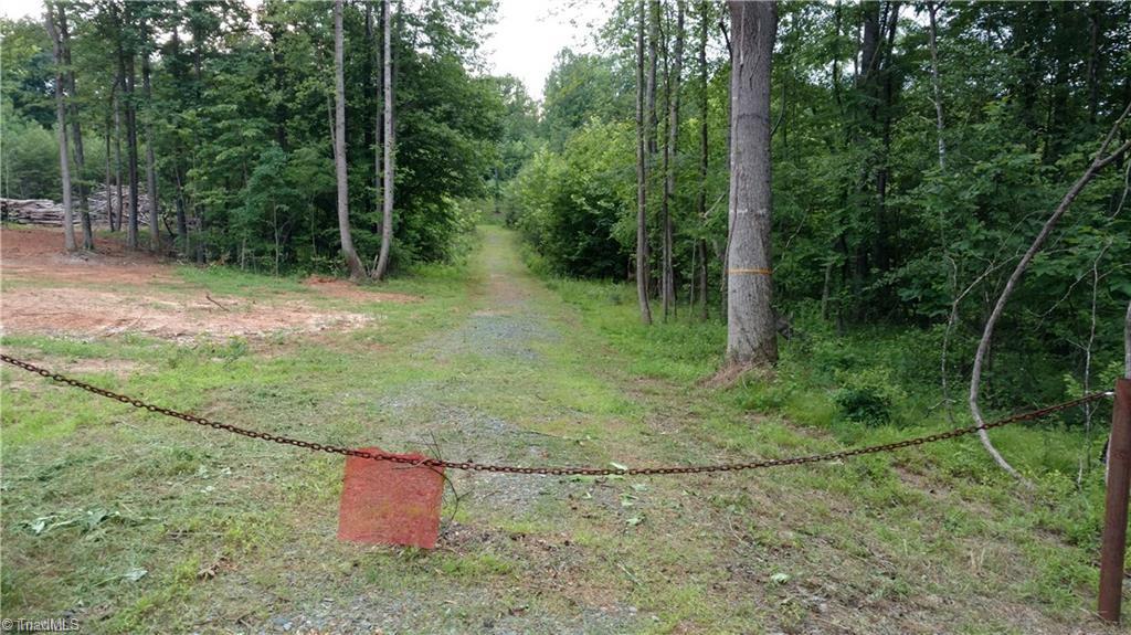 Gravel driveway leads to edge of property.