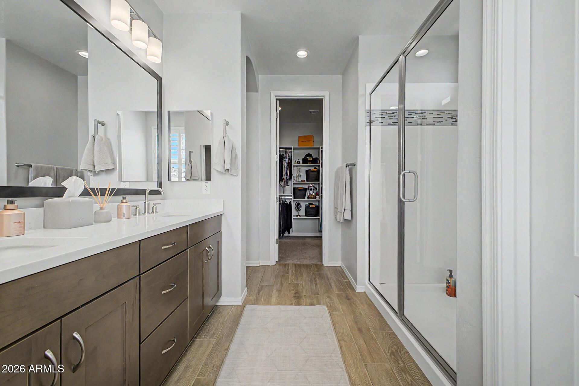 2583 South Entwistle Street Gilbert, AZ 85295 - Photo 17 of 42 a bathroom with a sink and a mirror