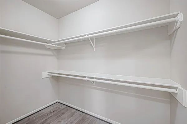 a view of an empty walk in closet