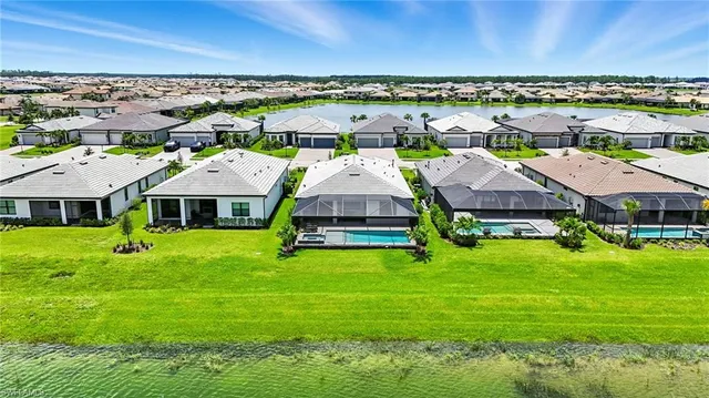 a aerial view of a house with a garden