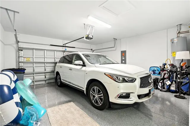 a car parked in a garage