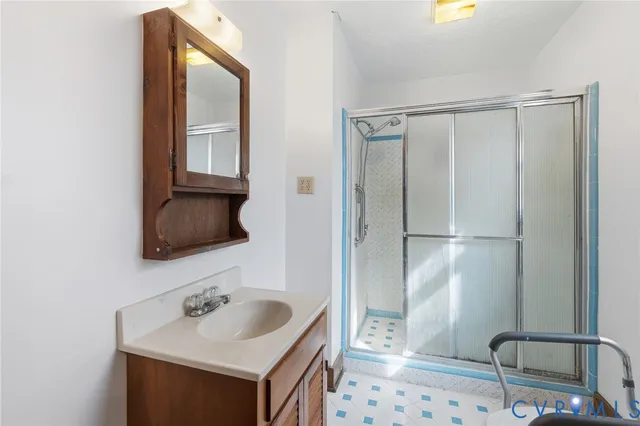 a view of porch with wooden floor