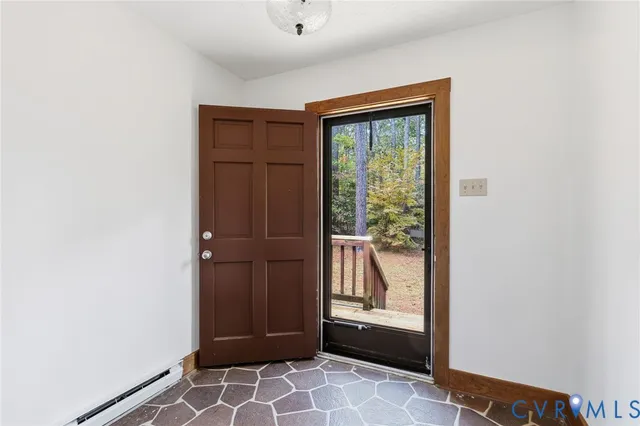 a view of an entryway with a window