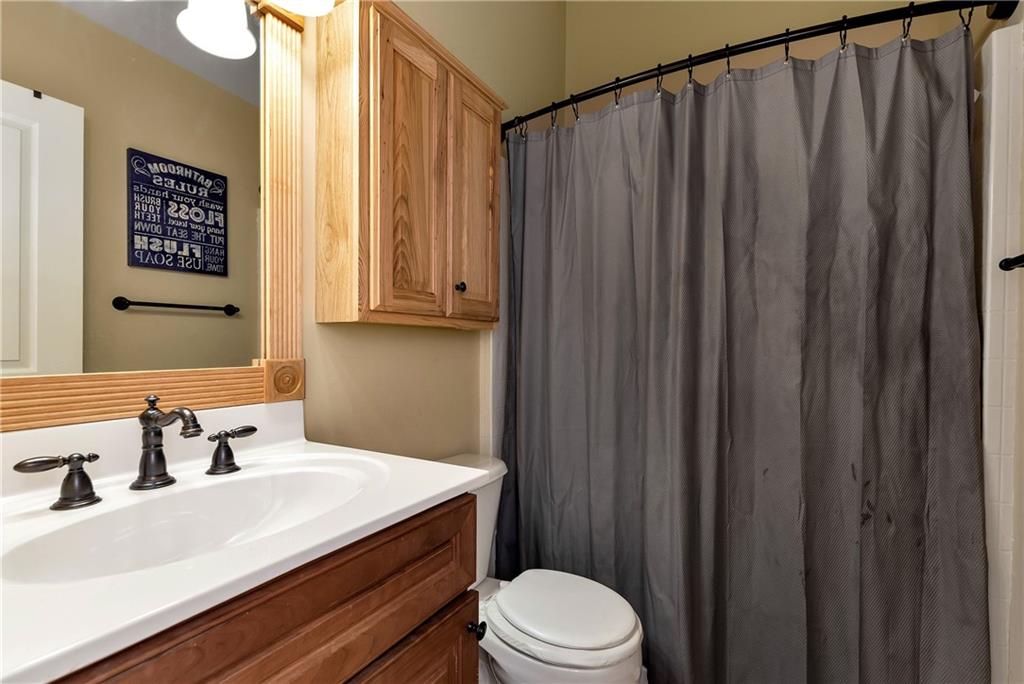 321 Chumbley Road Dawsonville, GA 30534 - Photo 45 of 65 a bathroom with a sink a toilet and shower