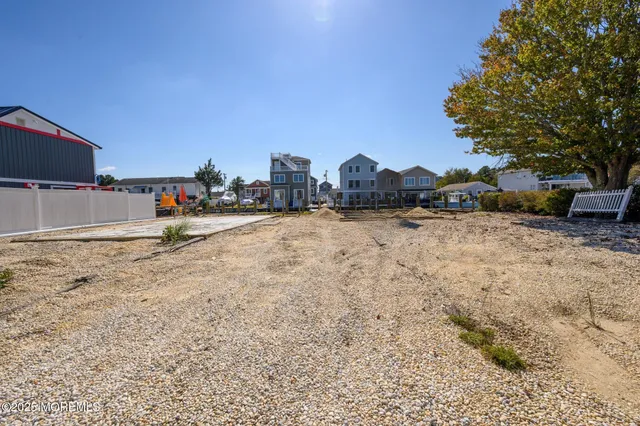 a view of a yard with a slide