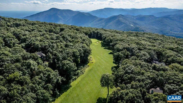 a view of a house with a mountain and a forest