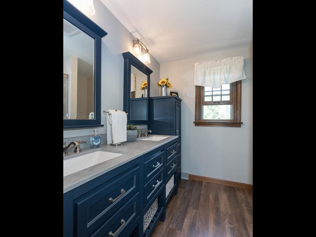 151 Ames Road Hampden, MA 01036 - Photo 32 of 41 a bathroom with a sink vanity granite and a mirror