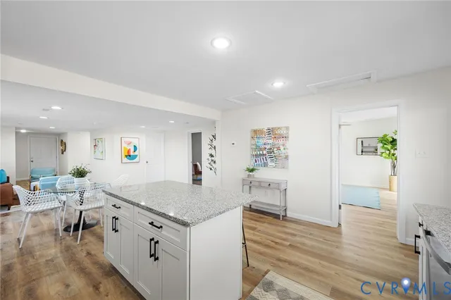 a view of kitchen and windows