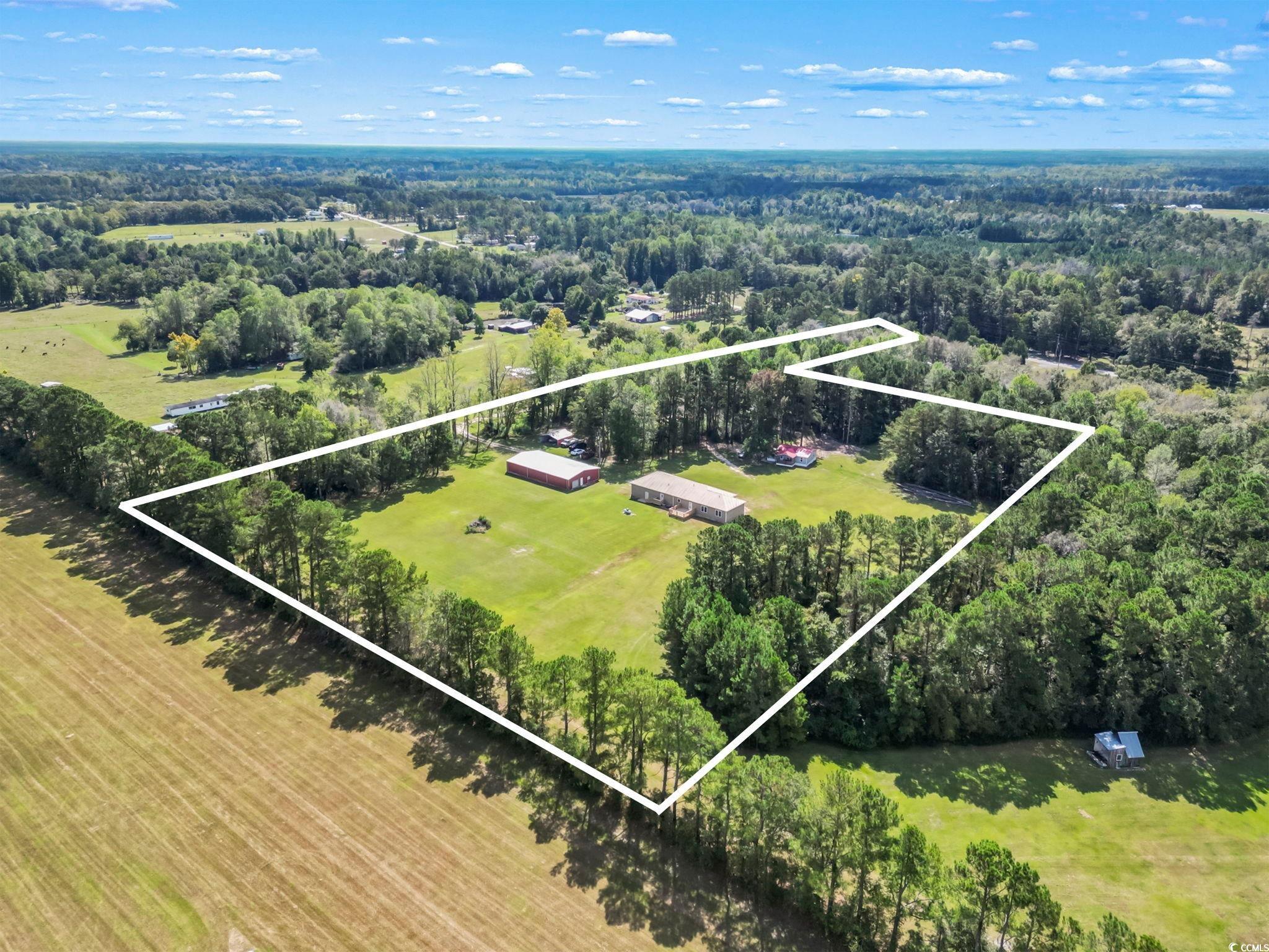 1585 Daisy Road Loris, SC 29569 - Photo 8 of 39 Aerial overview of property's location featuring a heavily wooded area and property parcel outlined