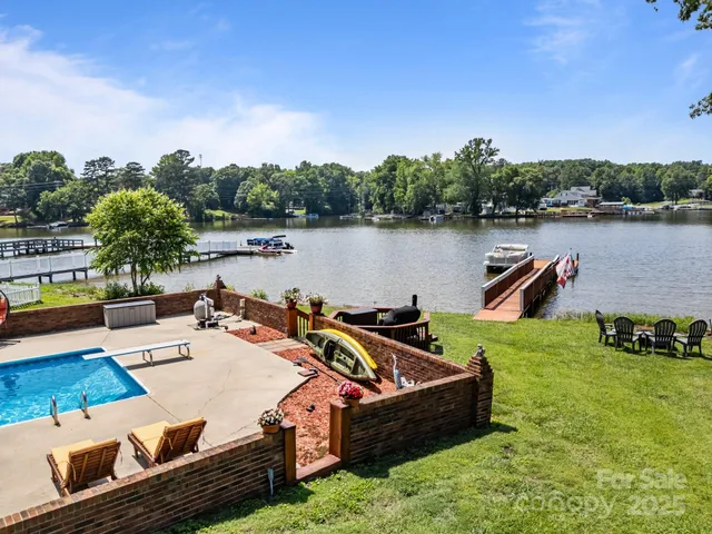 a view of a lake with outdoor space