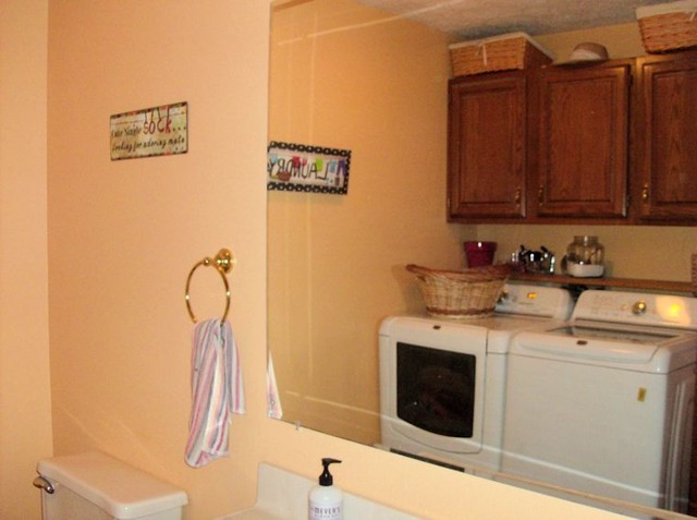 5351 South Mill Pond Road Rochelle, IL 61068 - Photo 14 of 17 a bathroom with a sink and a washing machine