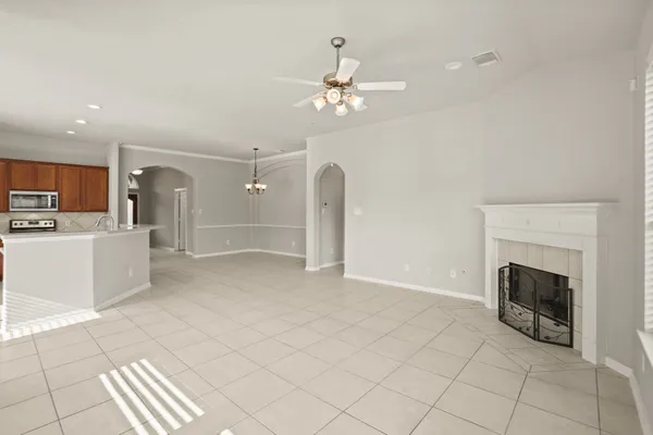 a view of a livingroom with a fireplace