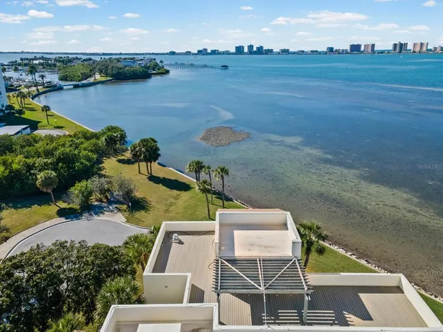 a view of a lake with a outdoor space