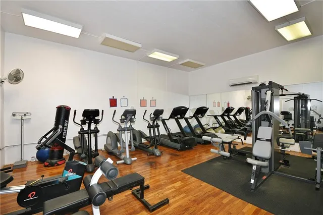 a view of a room with gym equipment