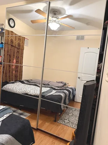 a room with a couch and a table