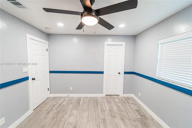 a view of walk in closet with empty racks