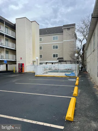 a view of an ocean and a building