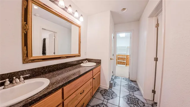 a bathroom with a bathtub