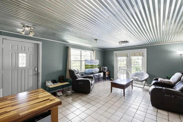 a living room with furniture